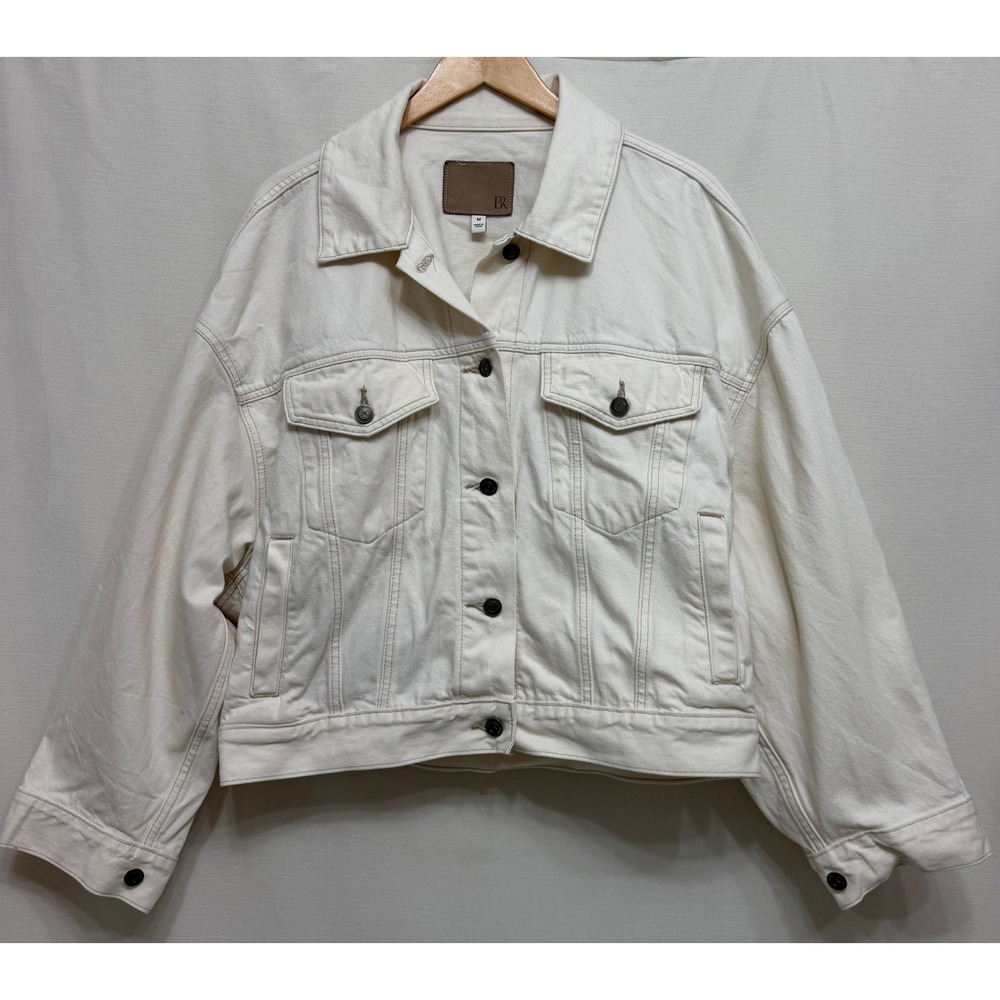 Banana Republic Womens Trucker Jacket Ecru Denim Wide Sleeve 90s Style Medium
